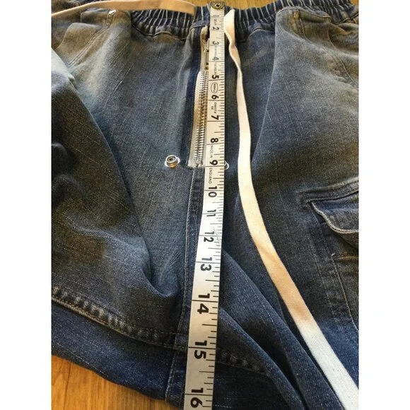 Rick Owens DRK SHDW Mens Cargo Denim Pants Jeans Size 48 Italy Wide Leg Grunge